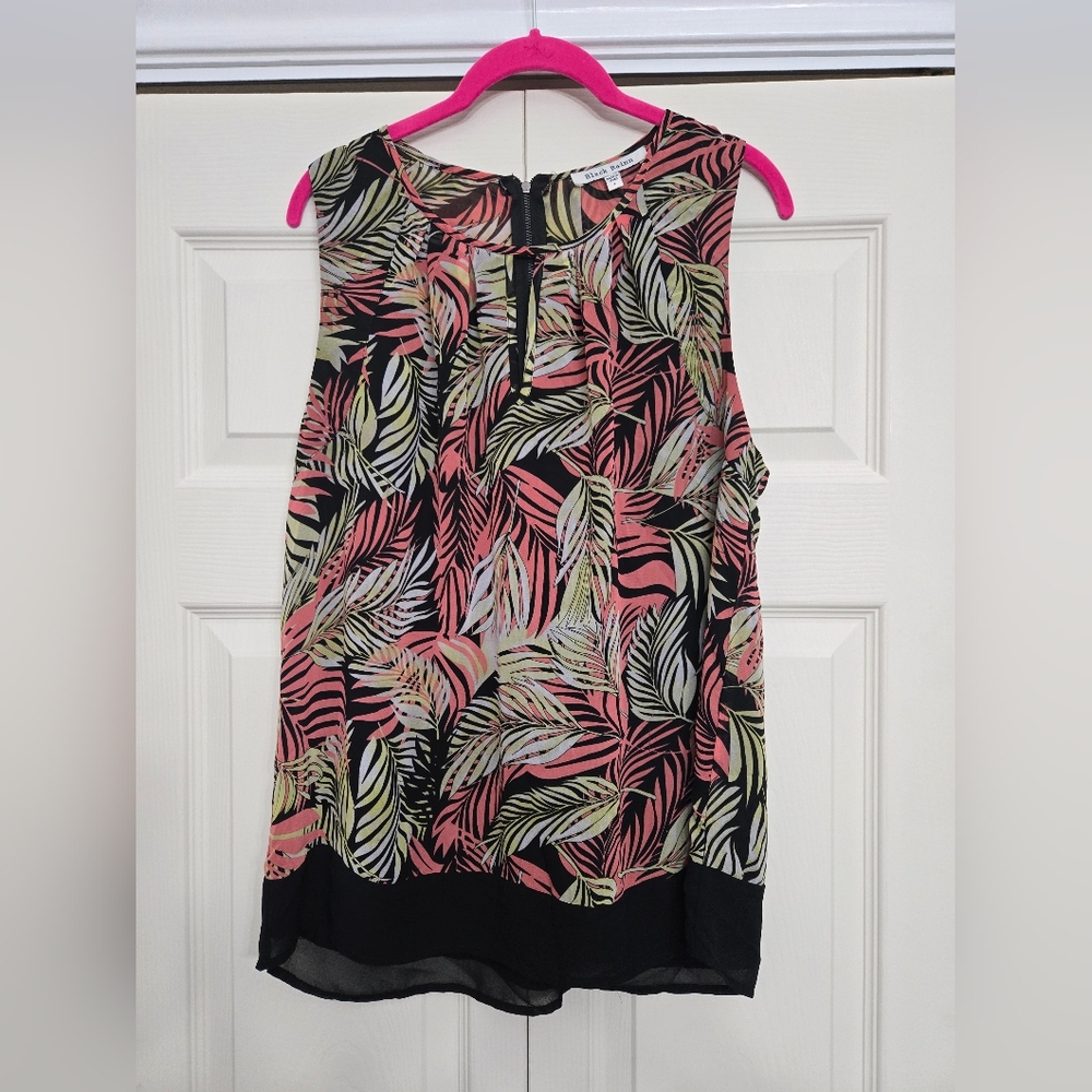 Black Rainn Tropical Pink and Green Blouse